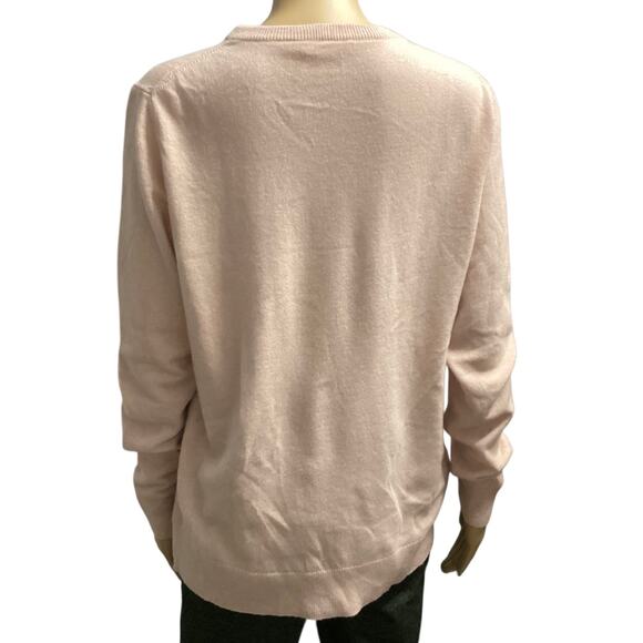 Tory Burch 100% Cashmere Crewneck Long Sleeve Sweater size M peach/light pink - Picture 2 of 9
